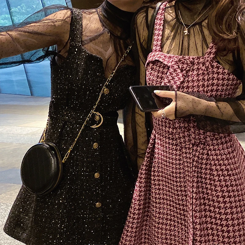 Женское клетчатое платье с высокой талией MISHOW повседневное приталенное без