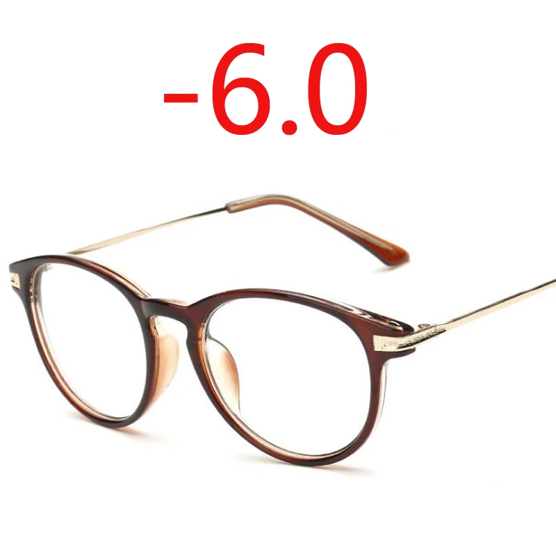 Модные коричневые очки в оправе для близорукости, черные очки для близорукости, женские мужские-0,5-1,0-1,5-2,0-2,5-3,0-4,0-5,0-6,0 - Цвет оправы: brown myopia 600