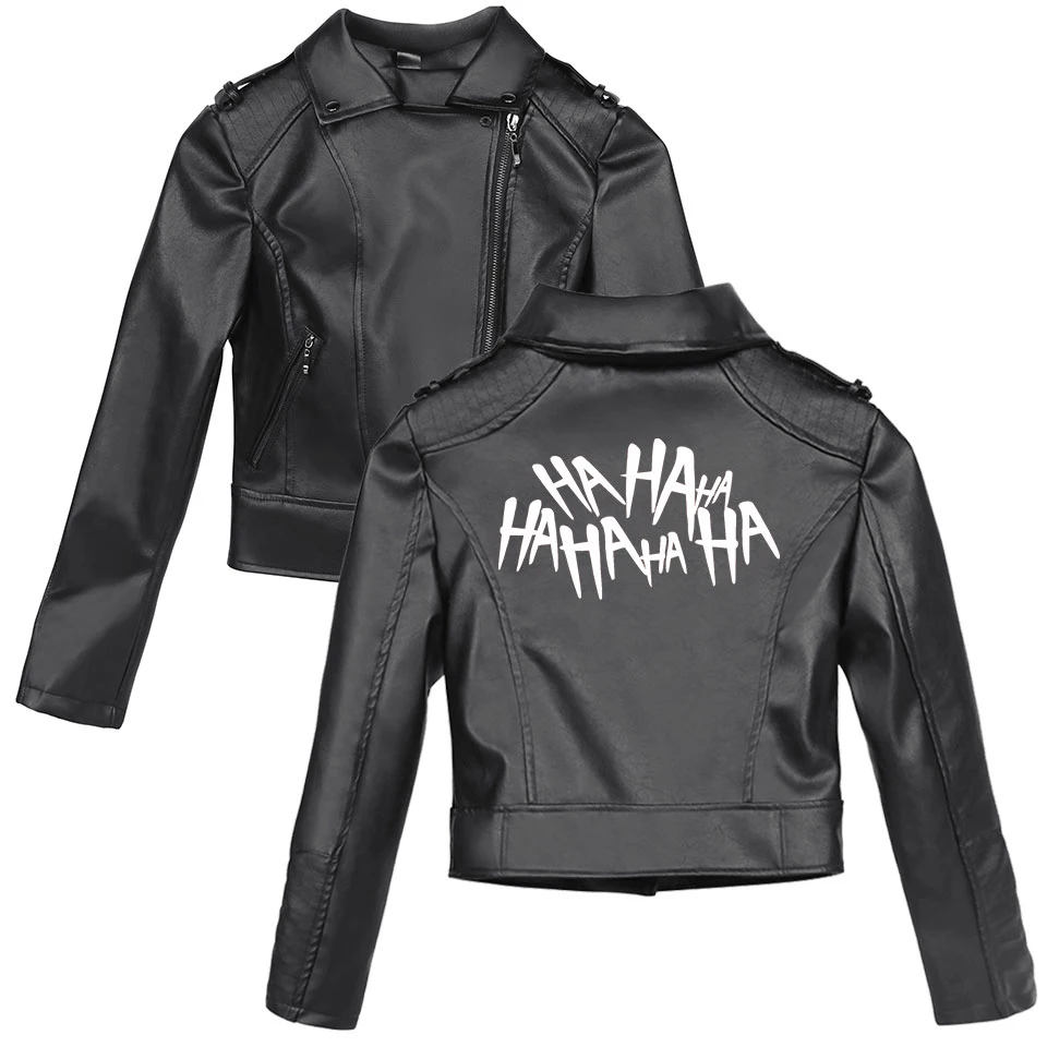 Куртка женская из ПУ кожи с принтом хаха Джокера модная Брендовая верхняя одежда