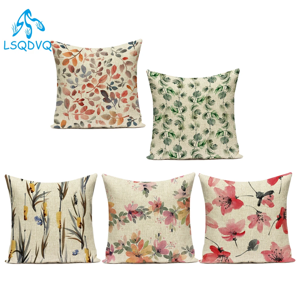 

Чехол для подушки из полиэстера с цветочным узором наволочка для домашних стульев, диванных декоративные подушки картина маслом подушки с ...