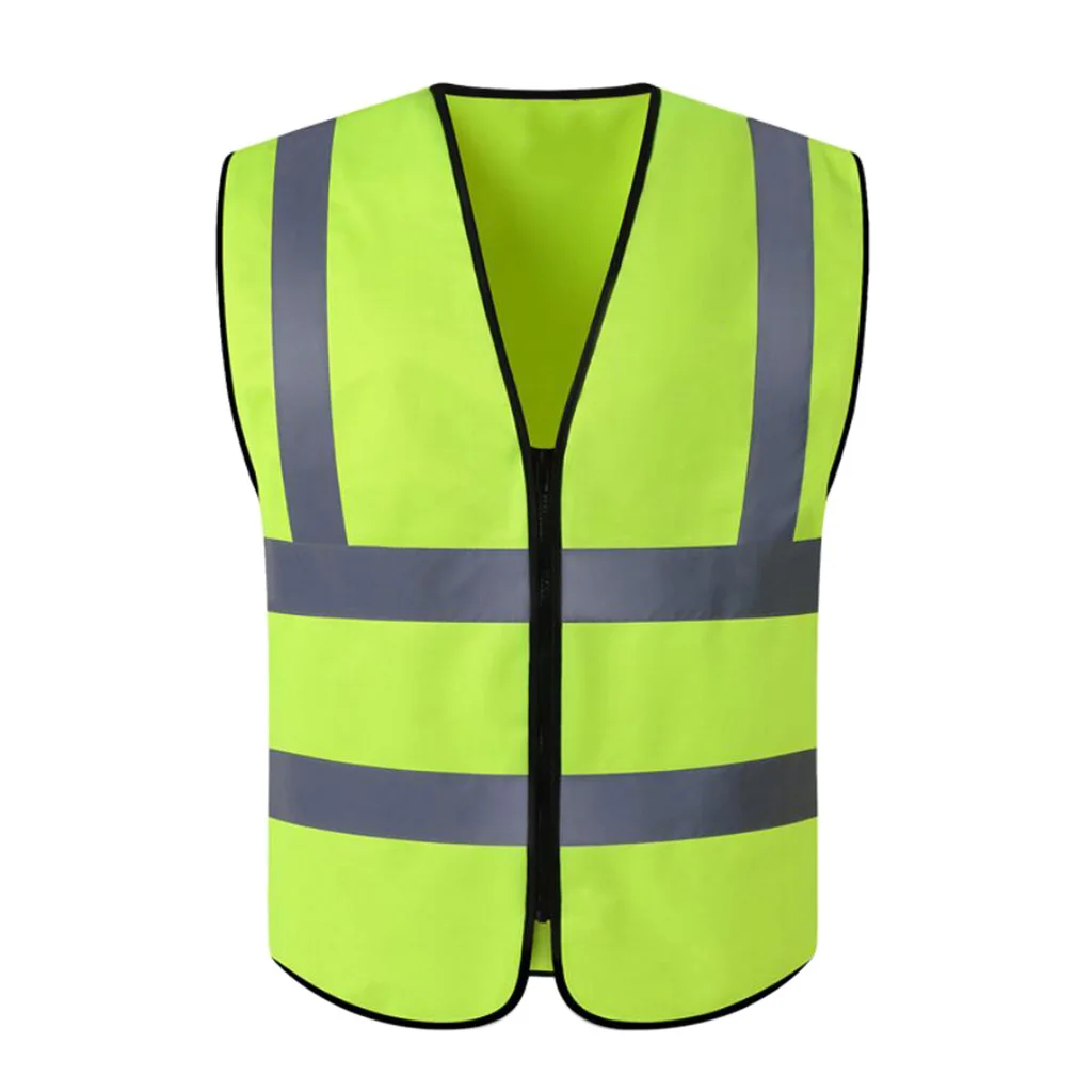 

High Visibility Zipper Front Safety Vest With Reflective Strips, Premium, 5 Colors Optional