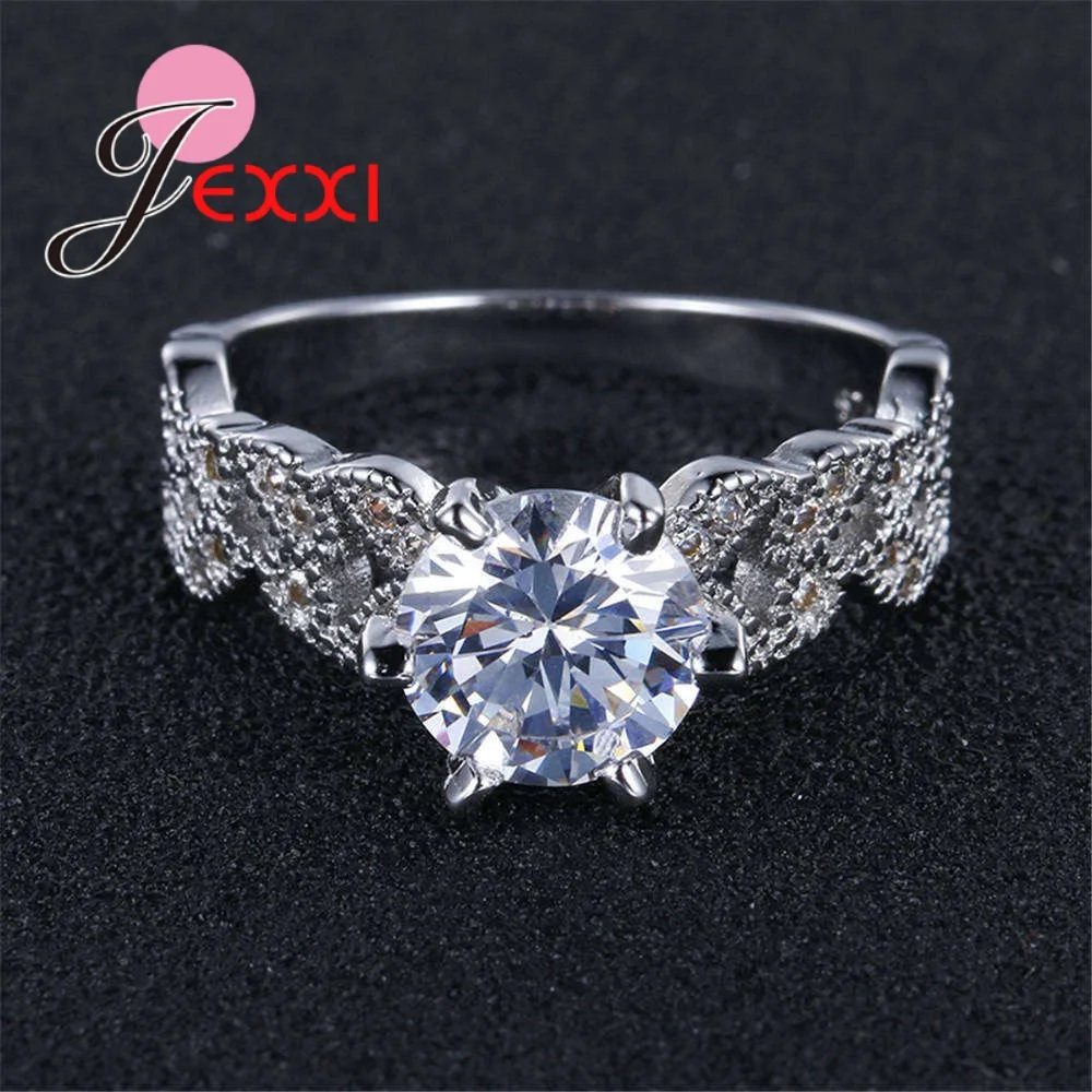 

Fashion Classic Six Claw AAA Cubic Zirconia 925 Sterling Silver Rings For Women Engagement Wedding Female Crystals Jewelry