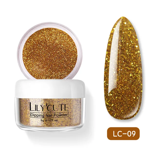 LC 09 LILYCUTE Dipping порошок для ногтей градиентный цвет ногтей Dip порошок для ногтей украшения для ногтей Блеск порошок погружение блестящие украшения - Цвет: LC 09
