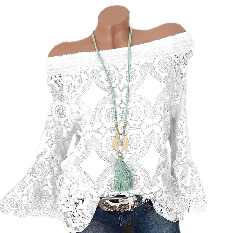 VICABO кружевная строчка сплошной цвет сексуальные женские футболки длинный рукав