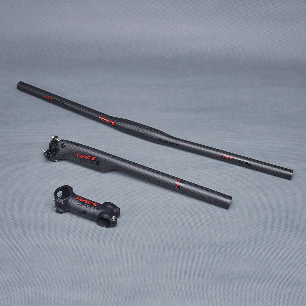 TOSEEK Race Face Next Black Red Matte 3K Carbon Fiber Bicycle MTB Handelbars Sets Bike Mountain Handelbar + Seatpost + Stem