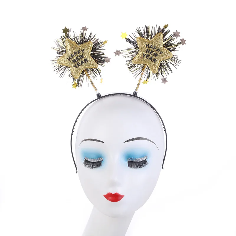 

1pcs Headband Golden Silver Foil Tinsel Star Headband New Year Christmas Decoration For Home Girl Decor