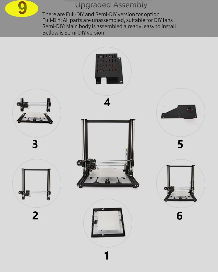 Anet A8 плюс обновленная 300*300*350 мм Большой принт Размеры Высокоточный 3D-принтеры половина DIY полу-монтажные алюминиевые сплав Frame