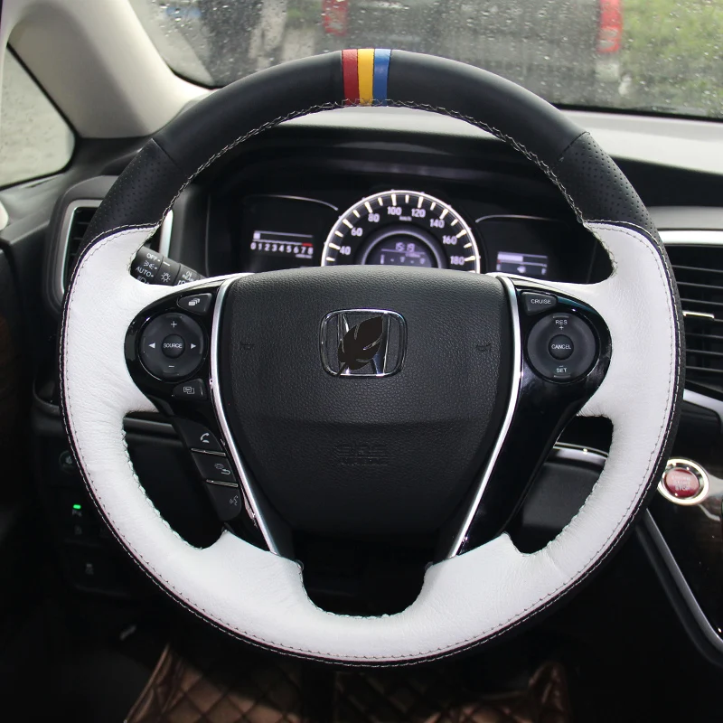 

For Honda Civic CRV Breeze XRV Vezel Accord JADE Fit DIY Custom hand sewn leather special steering wheel cover car accessories