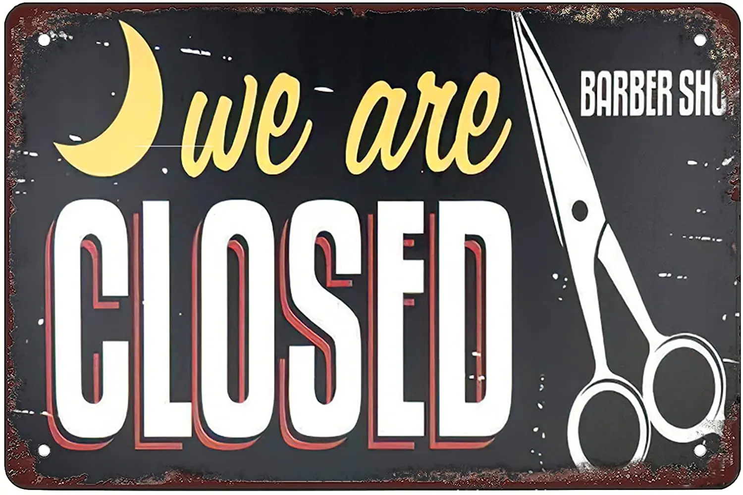 

Rosefinch Stone Barber Shop，Closed Retro Funny Metal Sheet Signs, Wall Decoration, Size:8 x 12