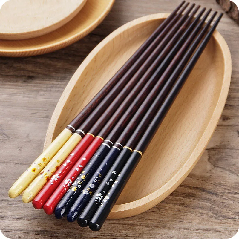 

Reusable Chinese Chopsticks Natural Wood Chopsticks Sushi Food Cherry Blossoms Multi Color Wooden Chop Sticks Domestic Tableware