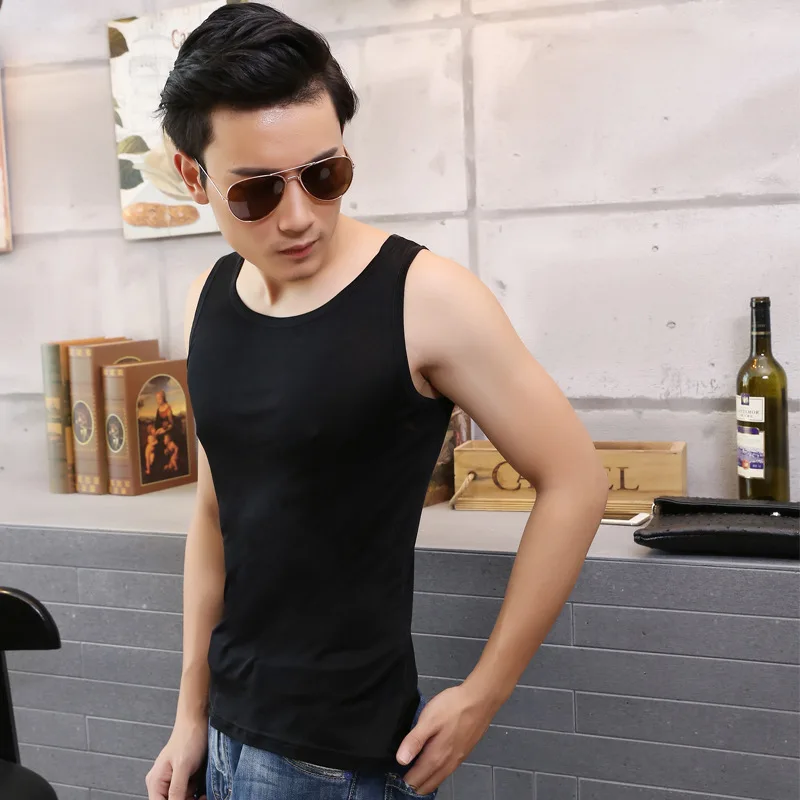 Верх птичьего цвета мужские майки без рукавов из шелка тутового шелкопряда жилет