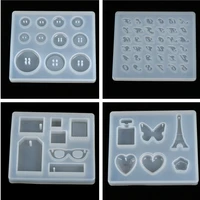 1pc diy epoxy pendant craft tool handmade silicone mold resin buttons heart letter pendant jewelry making mould