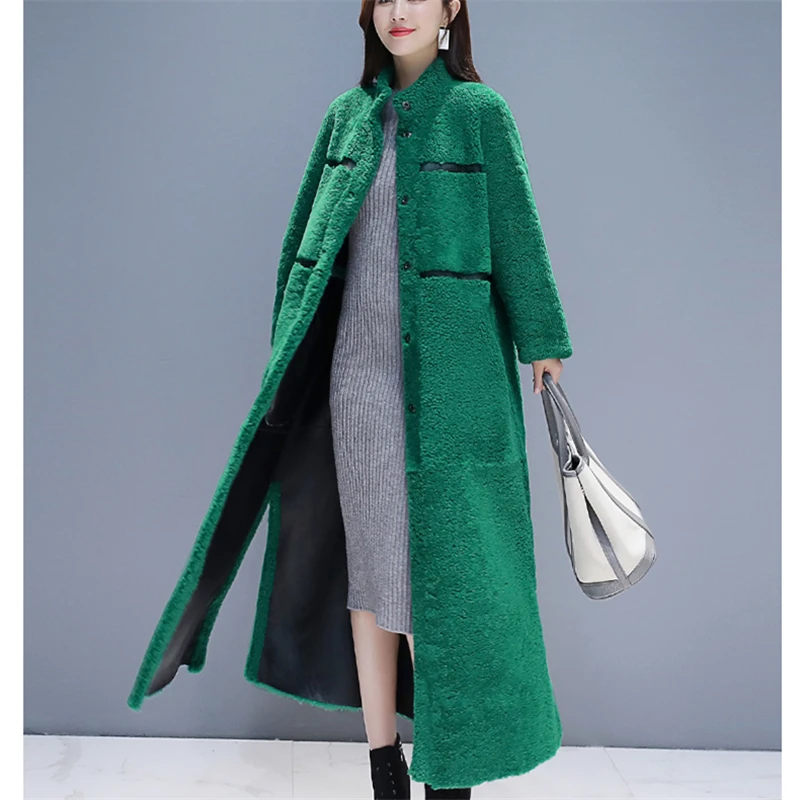 Двухстороннее длинное женское пальто из искусственного меха 2019 Зимняя мода