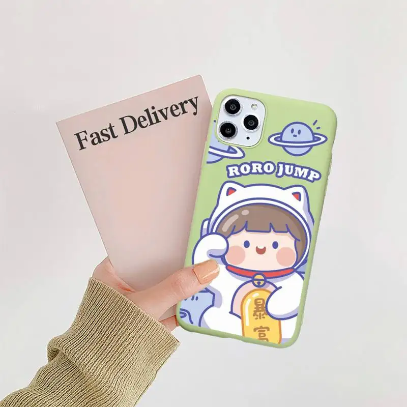 

Cute anime girl snacks Phone Case Candy Color for iPhone 6 7 8 11 12 s mini pro X XS XR MAX Plus