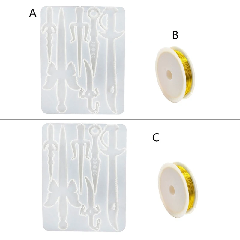 

69HB Dagger Epoxy Resin Mold Jewelry Pendant Silicone Mould DIY Crafts Decorations Keychain Casting Tools