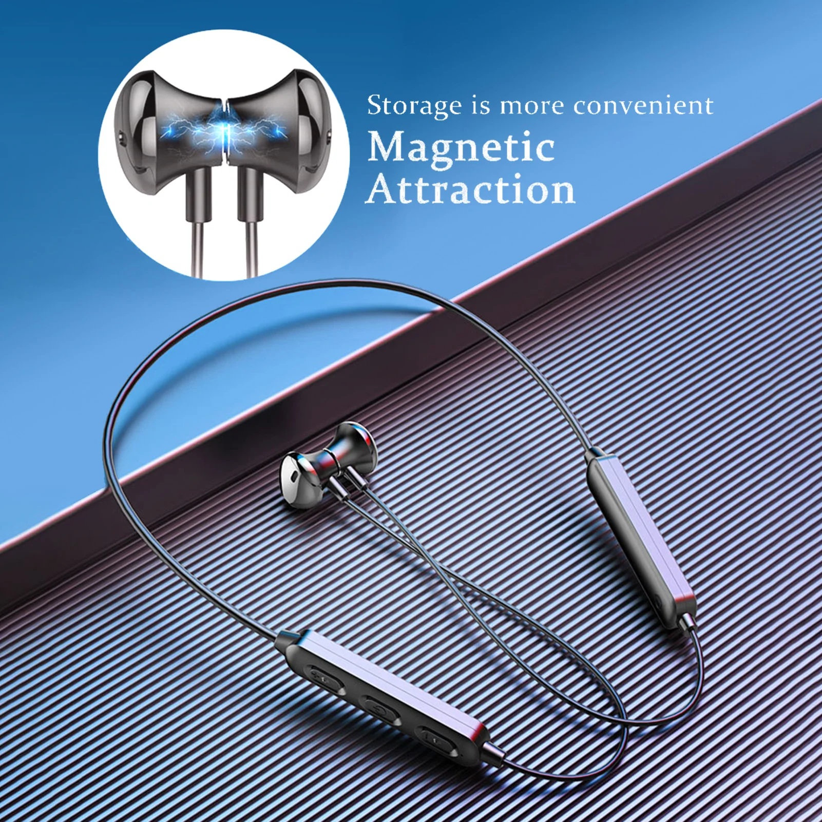 

Wireless Sport Bluetooth Earphone In-ear Neck-style Earpiece Neck wireless sports neck hanging Bluetooth 5.0 earphone Dropship