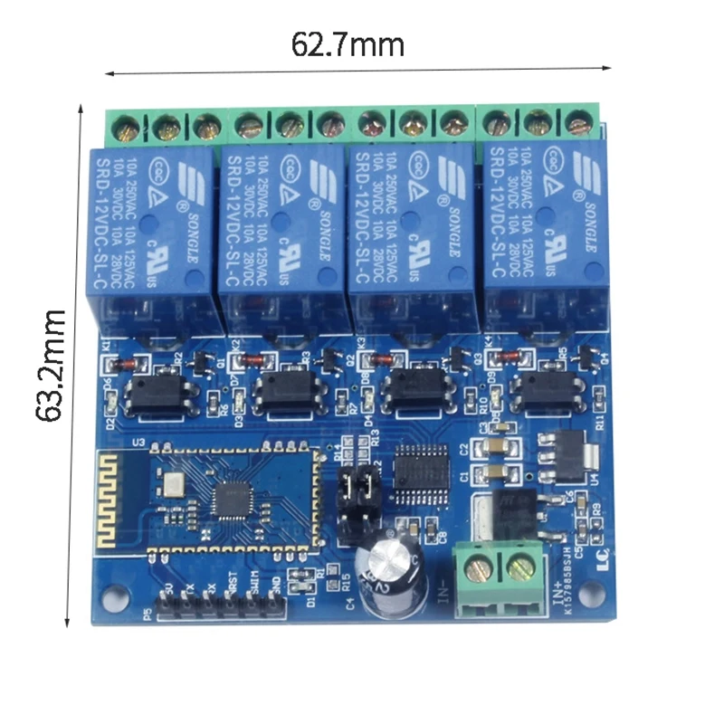 MOOL 12V 4CH Remote Control Switch Bluetooth Relay Module for Android Mobile Motor LED Light DIY Electronic Kit | Электроника