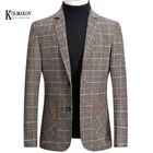 KOLMAKOV 2020 Новое поступление высококачественный Британский Стиль Повседневный блейзер мужской модный приталенный костюм в полоску однобортное пальто мужское