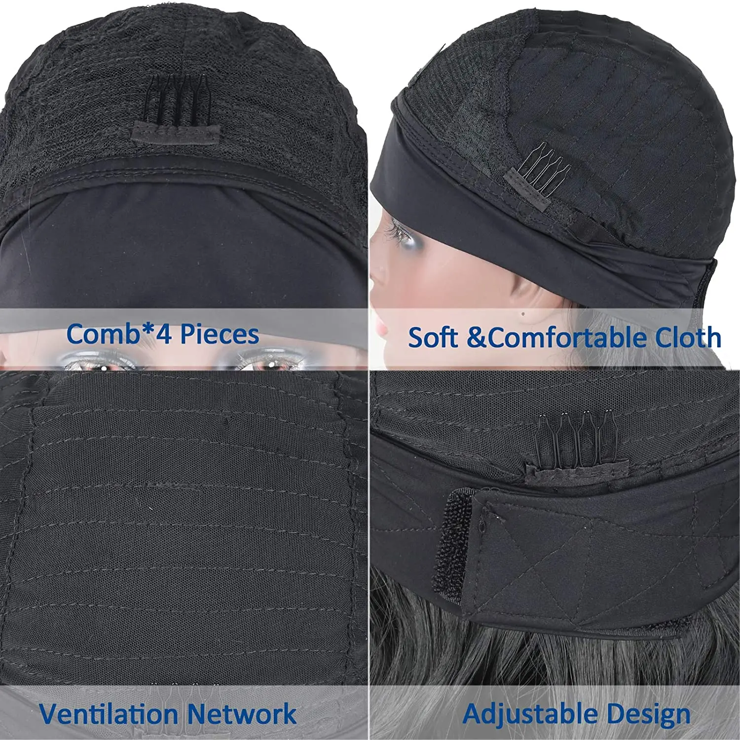 

Short Gray Wavy Bob Ombre Headband Wigs for Black Women Synthetic Hair None Lace Frontal Wig 10 12 14 inches