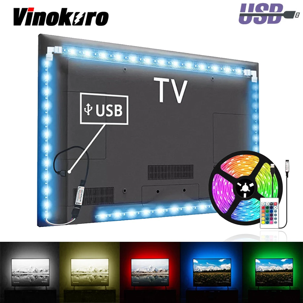 USB Светодиодная лента 50 см 1 м 2 3 гибкая световая 5 В световые полосы SMD2835 мини