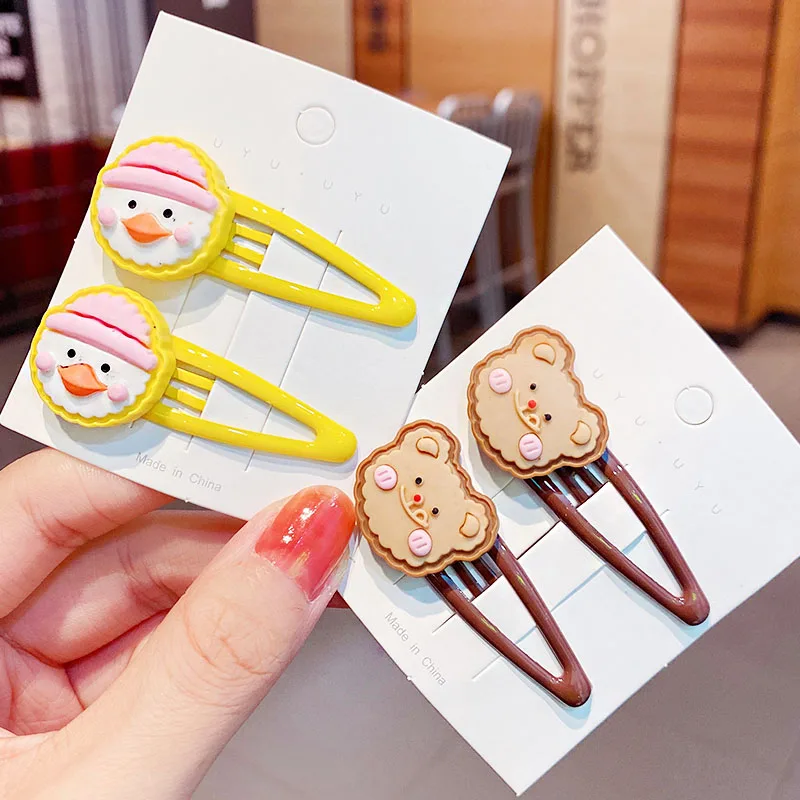 Детские заколки для волос с мультяшным Кроликом медведем лягушкой уткой 2