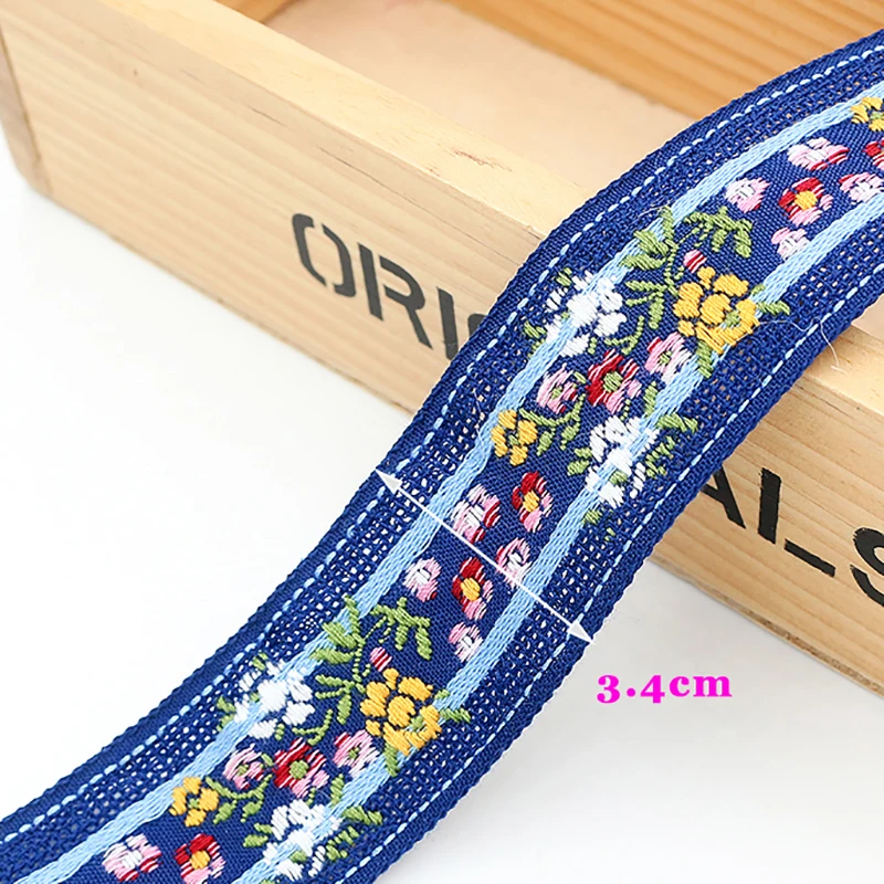 1M Flower Embroidery Ribbon Ethnic Lace Vintage Webbing Indian Boho Trimming DIY Clothes Bag Accessories Embroidered Fabric images - 6