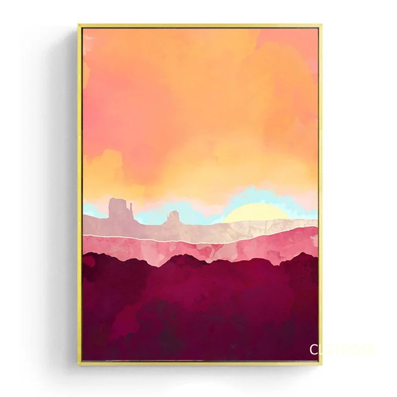 

Nordic Modern Style Contracted Flamingo Sunset Fresh Flowers Posters Art Canvas Pictures For Living Room Decor Painting