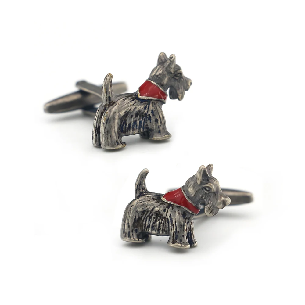 Men's Scottish Terrier Cuff Links Vintage Color Pet Dog Design Quality Copper Material Fashion Cufflinks Wholesale & Retail