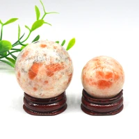 2 size sunstone ball natural crystal stone reiki healing globe chakra wicca massage home decoration with stand gift
