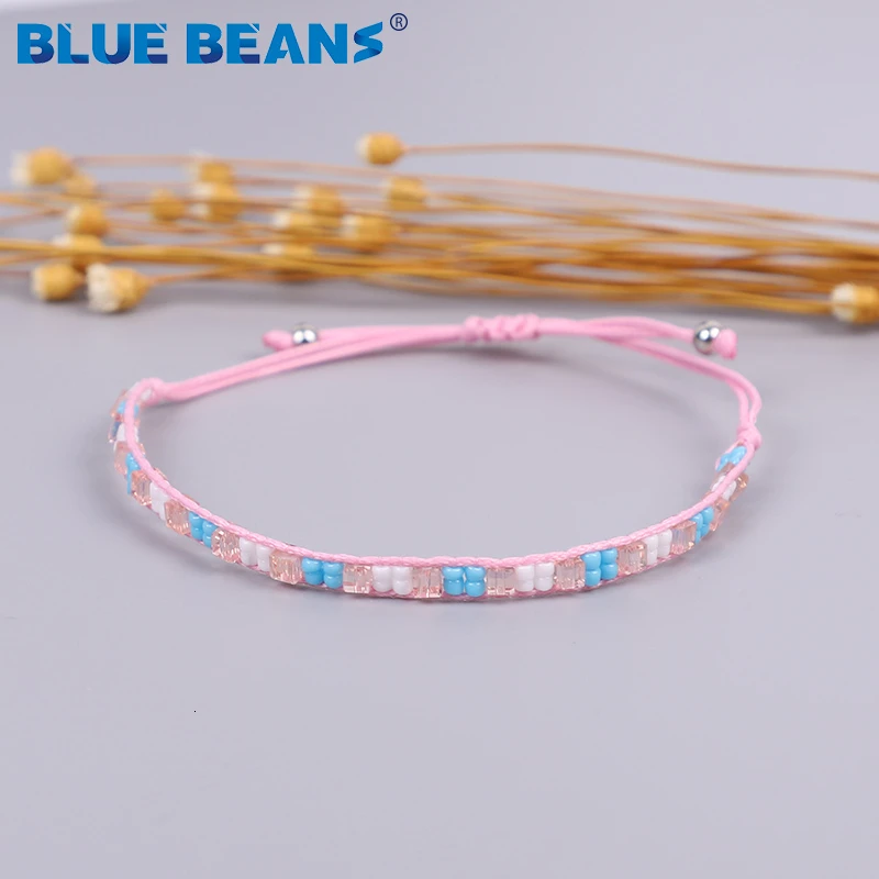 Женский Плетеный браслет с бусинами Красный Регулируемый ручной работы