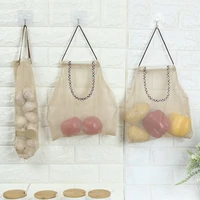 reusable grocery produce bags cotton mesh ecology market string net tote bag kitchen fruits vegetables hanging bag home