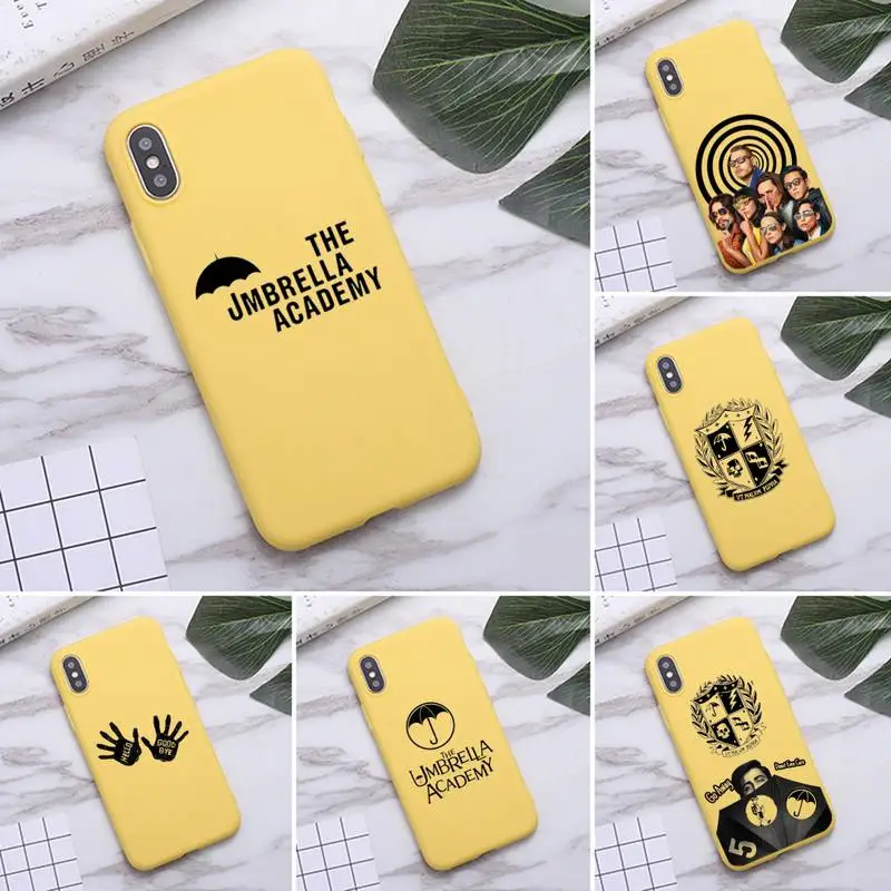 

The Umbrella Academy Phone Case for iPhone 11 Pro Max X XR XS 8 7 6s Plus Candy yellow Silicone Cases