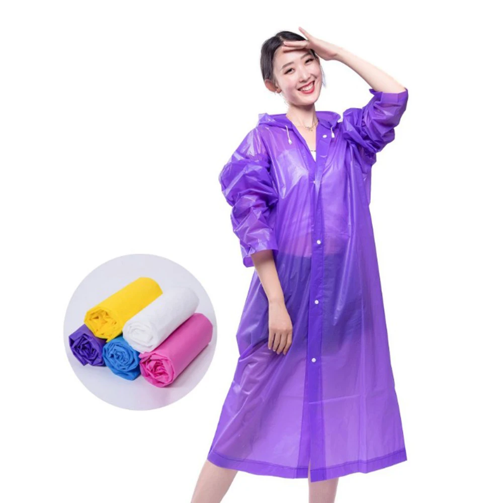 

Raincoat Rain Poncho Transparent Hoodie Waterproof Reusable Adult Non-disposable