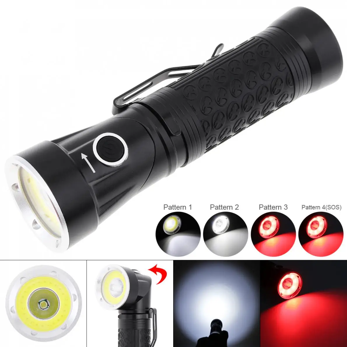 XML T6 2000LM COB светодиодный фонарик 4 режима с магнитной базой регулируемая головка 90