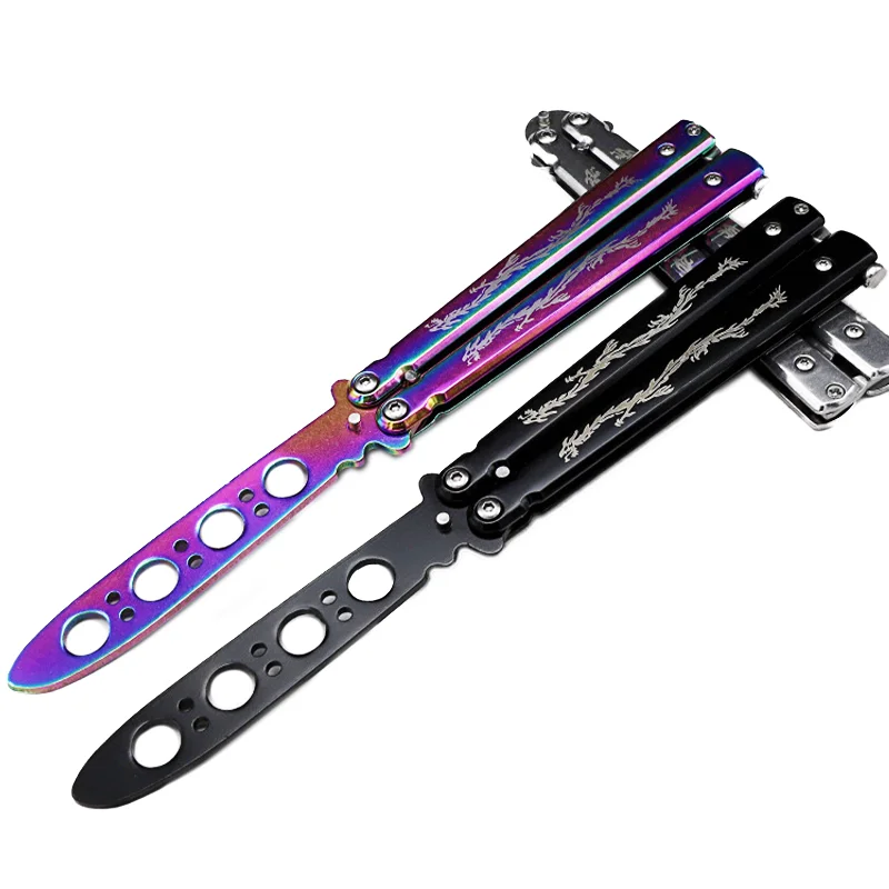 

Dragon Butterfly Knife Gift Knife Steel Training Folding Knife Titanium Practice Tools No Edge Safe Tools For Beginner