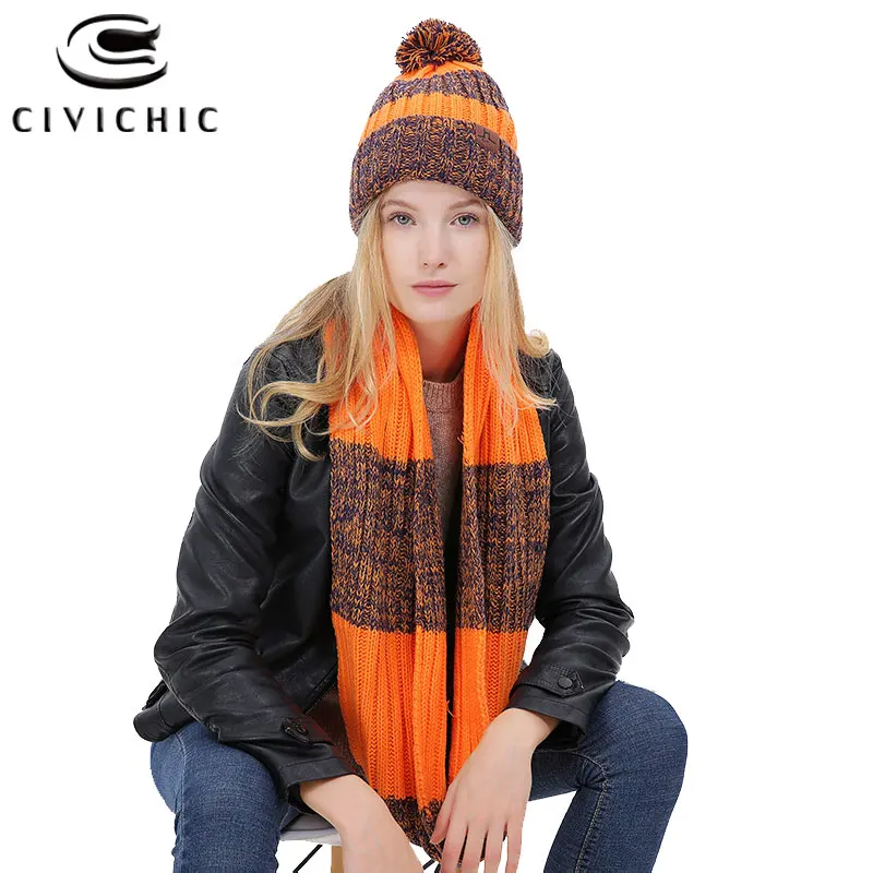 CIVICHIC женская вязаная шапка и шарф комплекты теплой одежды осень-зима вязаные