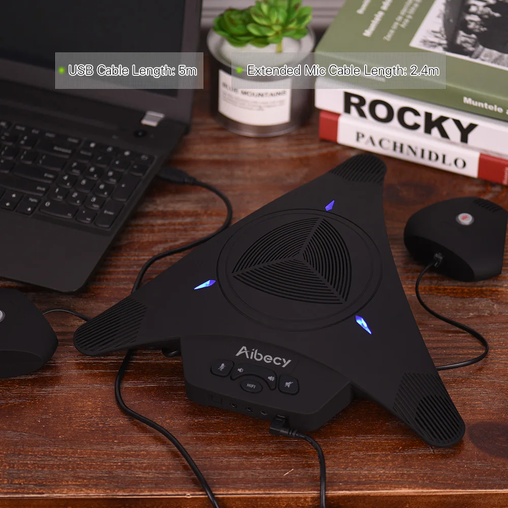 Микрофон Aibecy для совещаний с 2 расширенными микрофонами USB 8 м Поддержка Skype MSN
