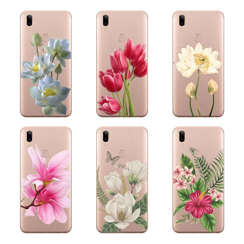 Мягкий чехол из ТПУ для vivo v9 y85 y81 y71 с цветком v 9 y 81 71 защитный телефона |