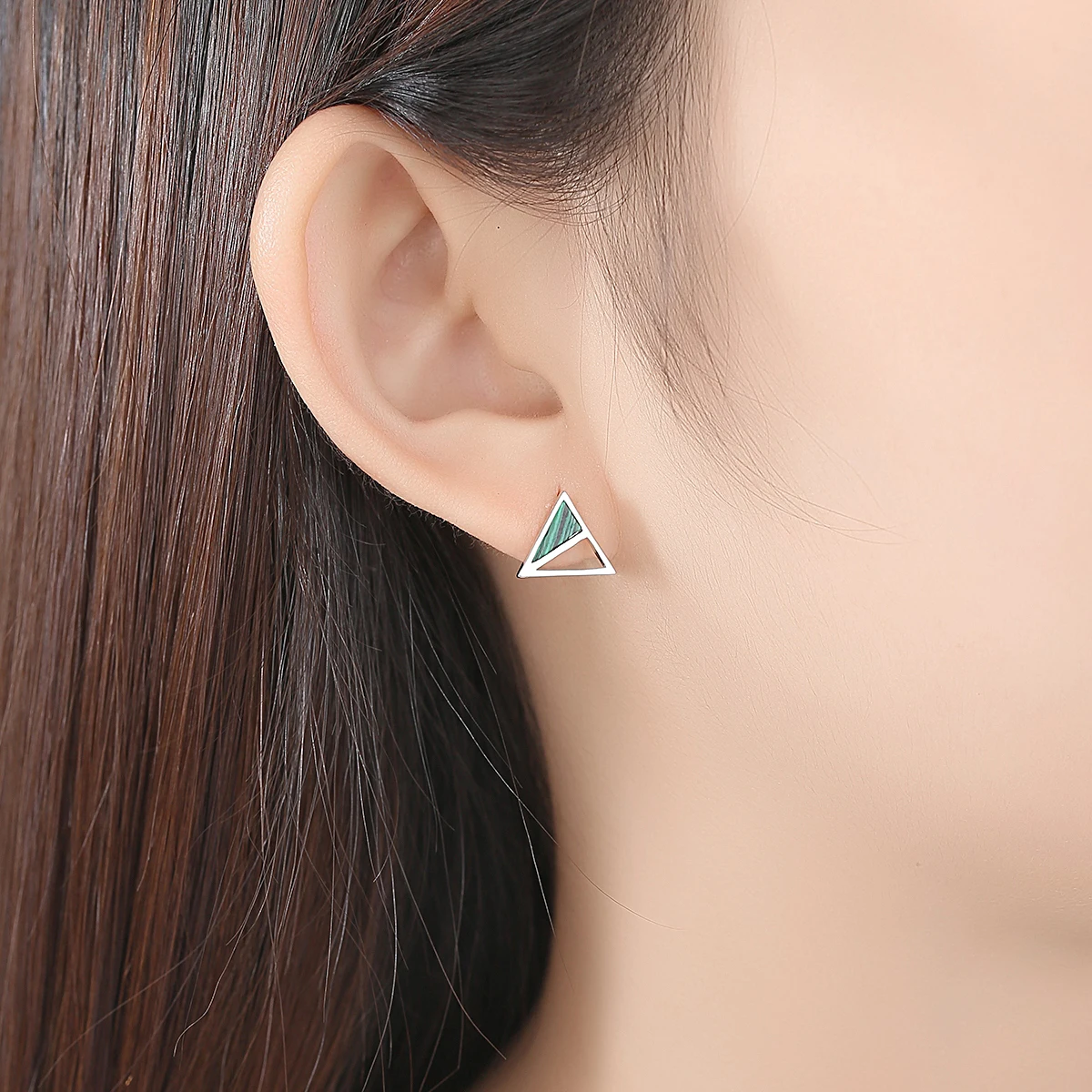 

SANYU Real 925 Sterling Silver Turquoise Created Triangle Stud Earrings for Women Fine Jewelry SE0426 Boucle Doreille Gift