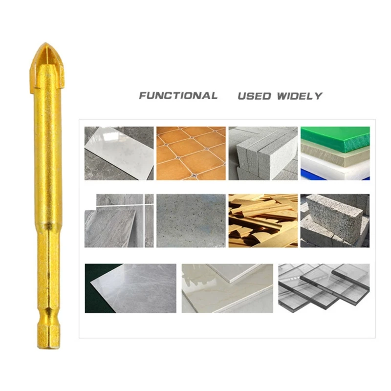 

Multifunctional Cross Hexagonal Shank Triangle Drill Bit for Glass Tile Marble Concrete Drilling