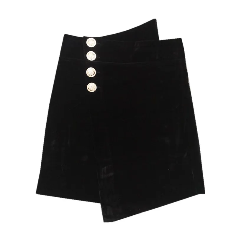 

CHICATWILL Japanese Vintage Brief Irregular Designer High Waist Black Velour Skirt Autumn Winter New Korean Ladies Short Bottoms