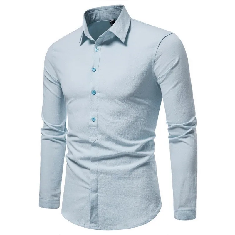 

2021 Long-sleeved White Shirt Men Male Men's Slim Solid Color Casual Camisa Hombre Masculina Clothes Business Long Sleeves Shirt