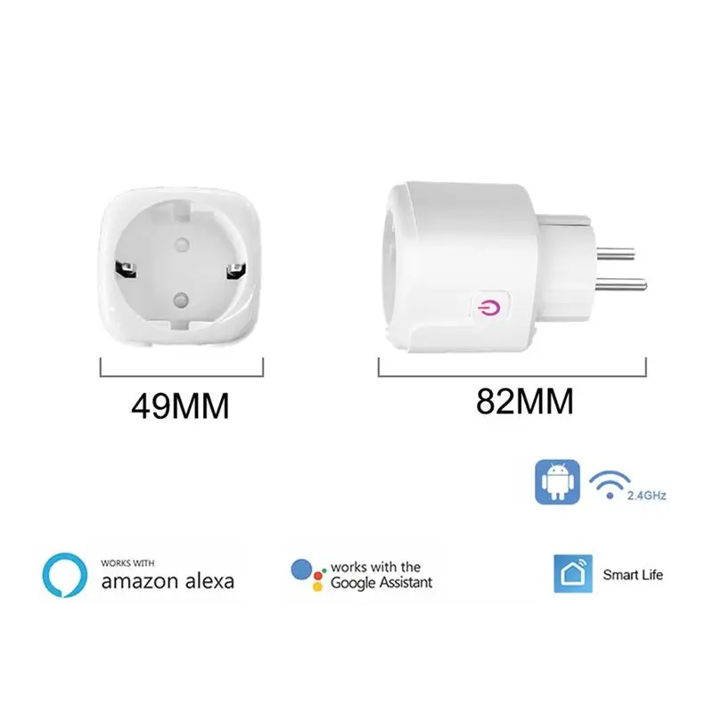 

WiFi Smart Plug 16A Adaptor Wireless Remote Voice Control Power Monitor Outlet Timer Socket EU plug