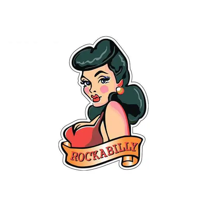 

SZWL Funny Car Stickers Rockabilly Girl Vintage Style Waterproof Accessories for Motorcycle RV VAN JDM Vinyl,13cm*8cm