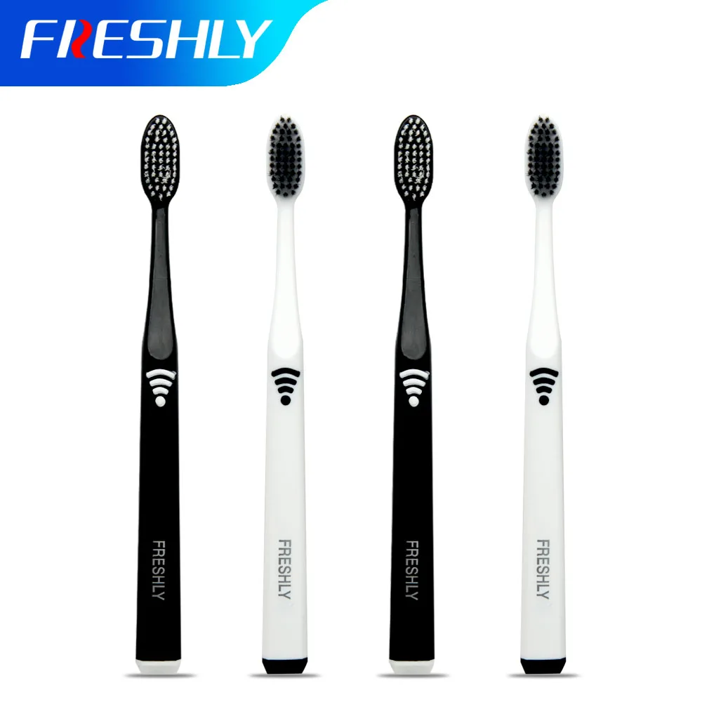 Новинка зубная щетка черно белая с мягкой щетиной стильная для взрослых Глубокая