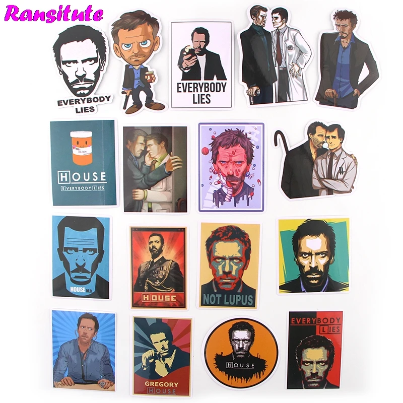 16 шт./компл. Доктор Хаус. D. ПВХ водонепроницаемый стикеры сделай сам компьютер