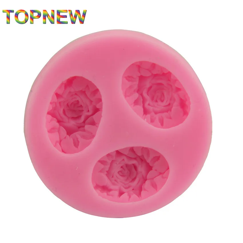 DIY 3 отверстия розы формы для торта помадные шоколадные силиконовые пищевой