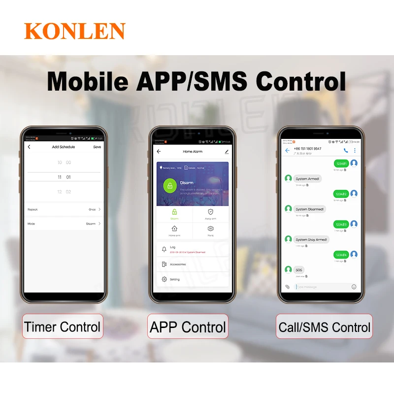 KONLEN Tuya Smart WIFI GSM Alarm System For Home Security Wireless Siren With IP Camera Google Alxea APP SMS Remote Control |