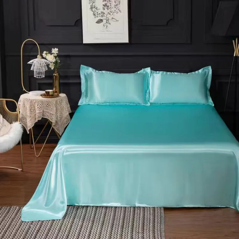 Bet Sheet 3 Pcs Solid Color Summer Bed Cover Soft For King/Queen Size Home Silk Bedding Black Bedspread | Дом и сад