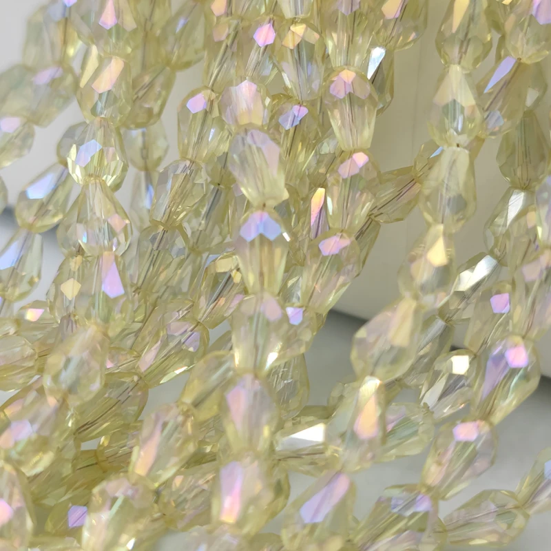 3x5 5x7 8x11mm Faceted Waterdrop Light Yellow Crystal Beads Glass Spacer Loose Beads for Jewelry Making DIY Bracelet Necklace